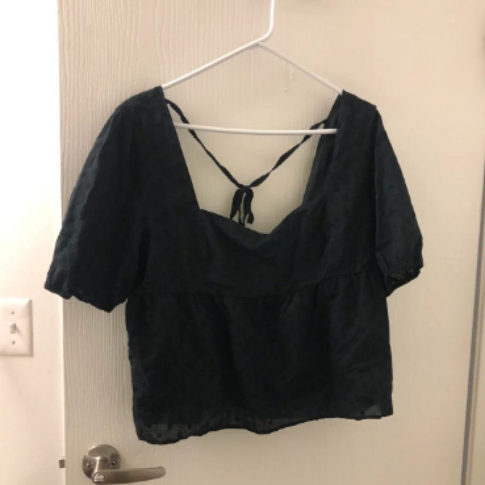 Modcloth Puffed Sleeve Eyelet Crop Top Sz XL